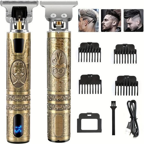 Color: Pink - Electric Hair Clipper With LCD Display Oil Head Hair Cutting Machine Hair Beard Trimmer Rechargeable USB Shaver For Men Father 251129