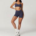 Color: Blue gray, style: Bra shorts-M, Size:  - Environmental Protection Regeneration Tight-fitting Quick-drying Yoga Set