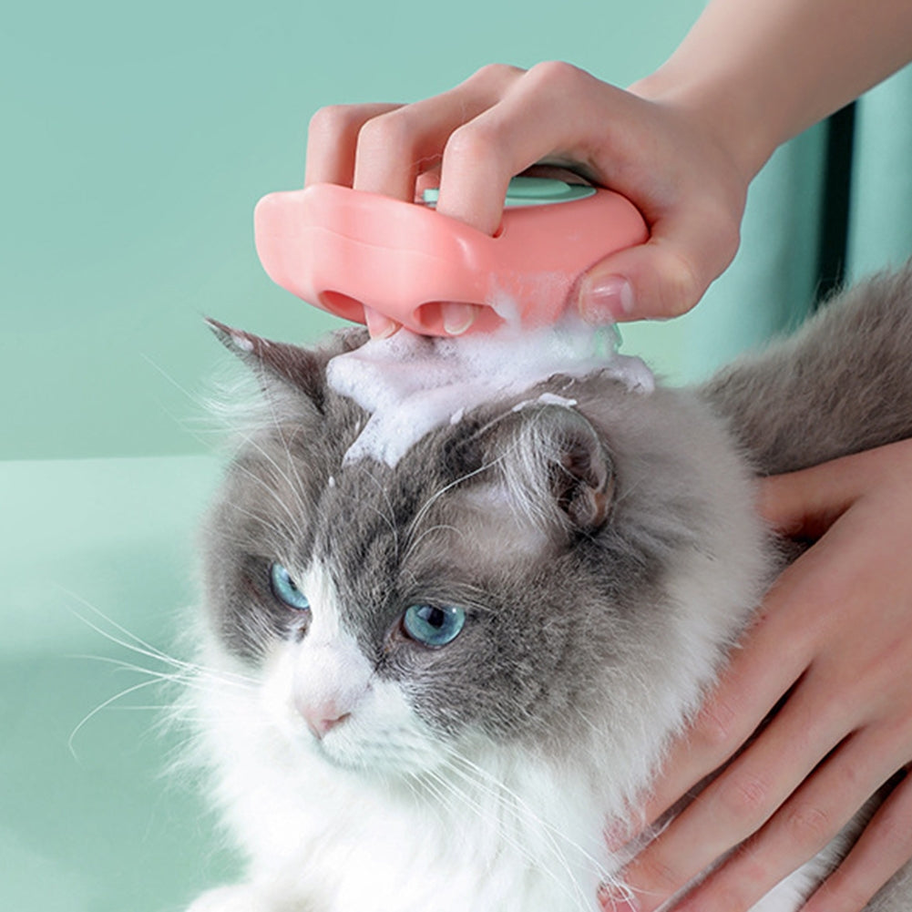 Silicone Pet Bath Brush Massage Comb Cleaning Brush Hair Grooming Comb Pet Supplies For Dogs Cats pink