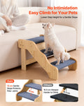 Wood Pet Stairs, 3-Step Dog Stairs for High Beds, Sofa & Cars, 150lbs Load Capacity, Non-Slip Surface, Stable Cat & Dog Step Ladder for Small Medium Large Older Pet Puppy Essentials
