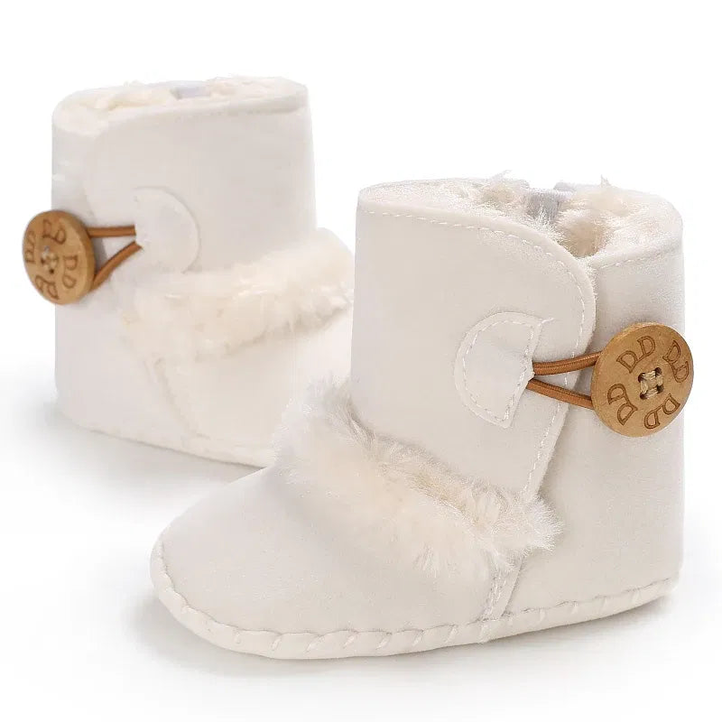 Color: MULTI, Baby Age: 13-18 Months - 2022 Baby Autumn Winter Boots Baby Girl Boys Winter Warm Shoes Solid Fashion Toddler Fuzzy Balls First Walkers Kid Shoes 0-18M