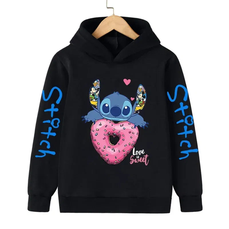 Color: VIOLET/???, Size: >40cm - New in Cool Stitch Hoodie Children Cartoon Clothes Kid Girl Boy Lilo and Stitch Sweatshirt Manga Hoody Baby Casual Top