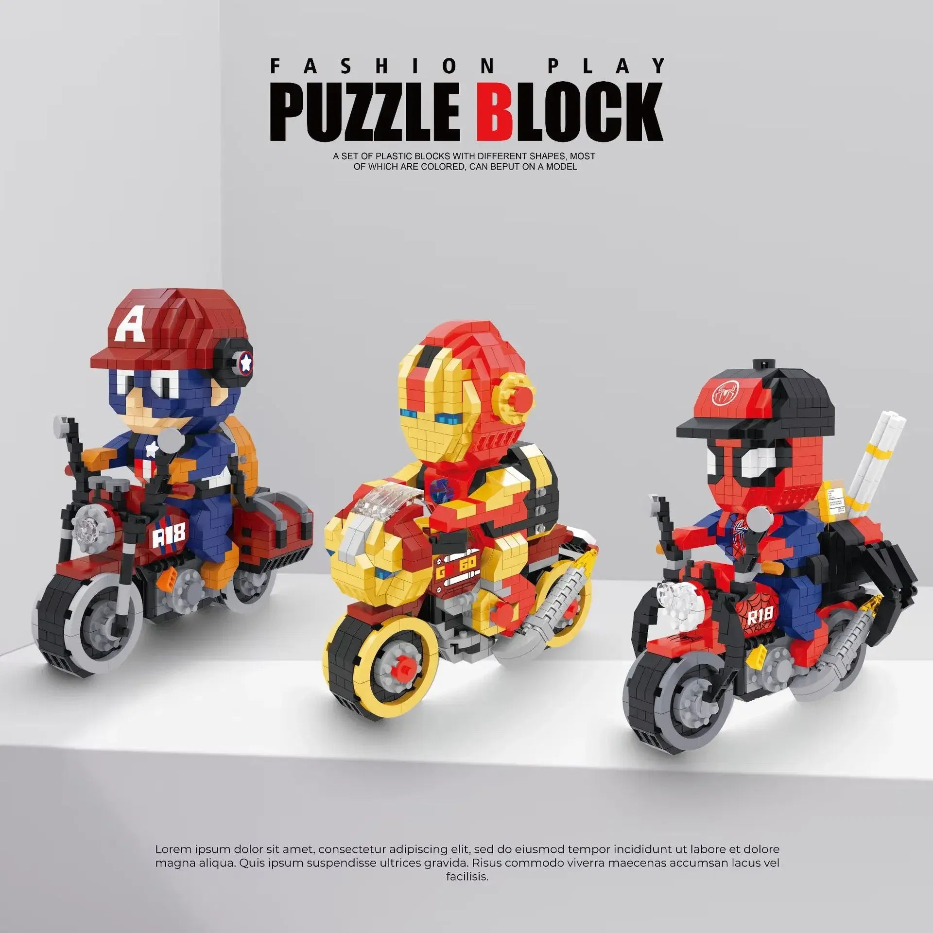 Color: Red, Size: M - Batman Micro Building Blocks Figure DC Superman Motorcycle Super Heroes 3D Puzzle Model Movie Mini Bricks Toys For Kids Gifts