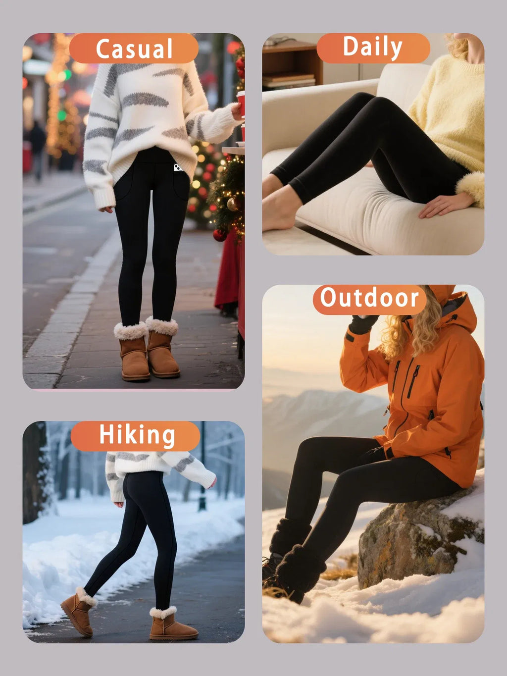 Color: Pink, Size: M - Womens Thermal Fleece Lined High Waisted with pockets Leggings, Workout Winter Warm Thick Tights Soft Yoga Running Pants