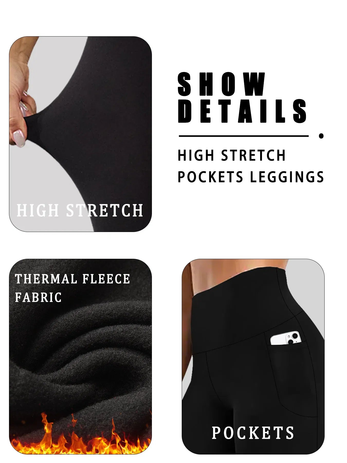 Color: Pink, Size: M - Womens Thermal Fleece Lined High Waisted with pockets Leggings, Workout Winter Warm Thick Tights Soft Yoga Running Pants