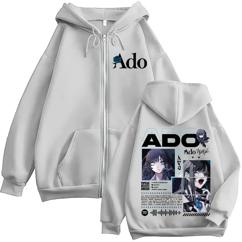 Color: black, Size: L - Ado World Tour 2025 Hibana Zipper Hoodies Men Women Clothing Fashion Harajuku Zip Up Sweatshirts Pullover Jacket Coat Streetwear