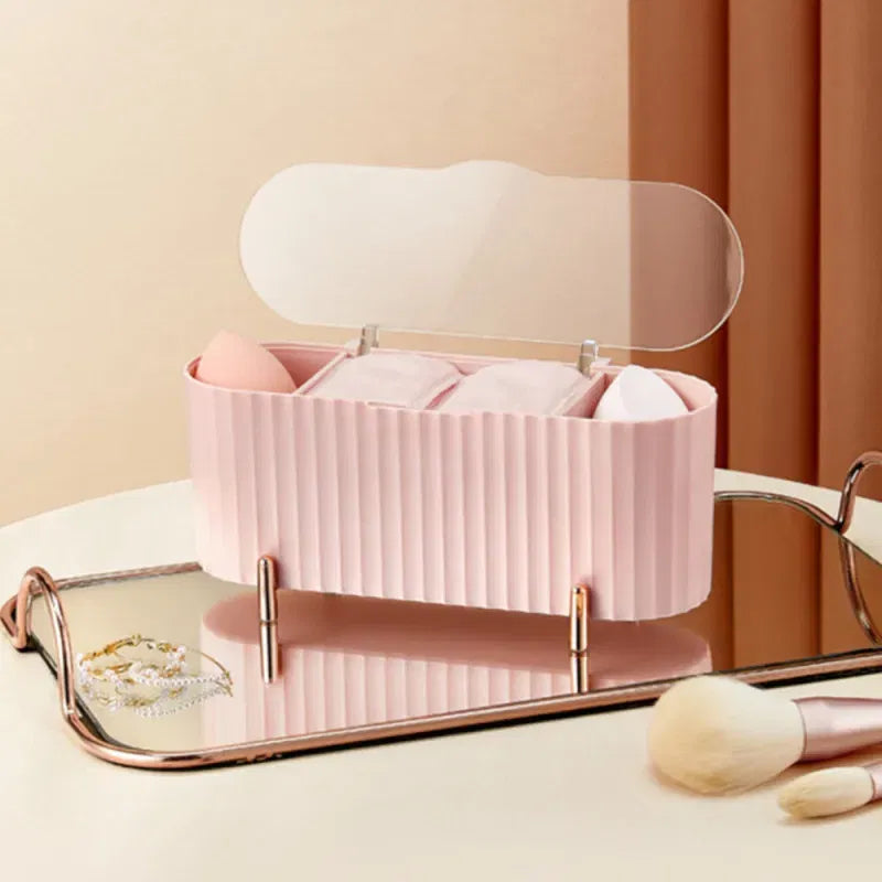 Color: WHITE - Cotton Swab Organizer Holder Cotton Pad Storage Box Transparent Remover Paper Makeup Box With Lid Dustproof Desktop Makeup