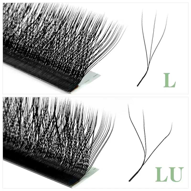 Color: Light Blue, Curl: C, Thickness: 0.07mm, Length: MIX - NATUHANA W Lashes Extension L LU(M) Curl Individual Mink YY Lashes 3D W-shaped Volume Fan Eyelash Extension