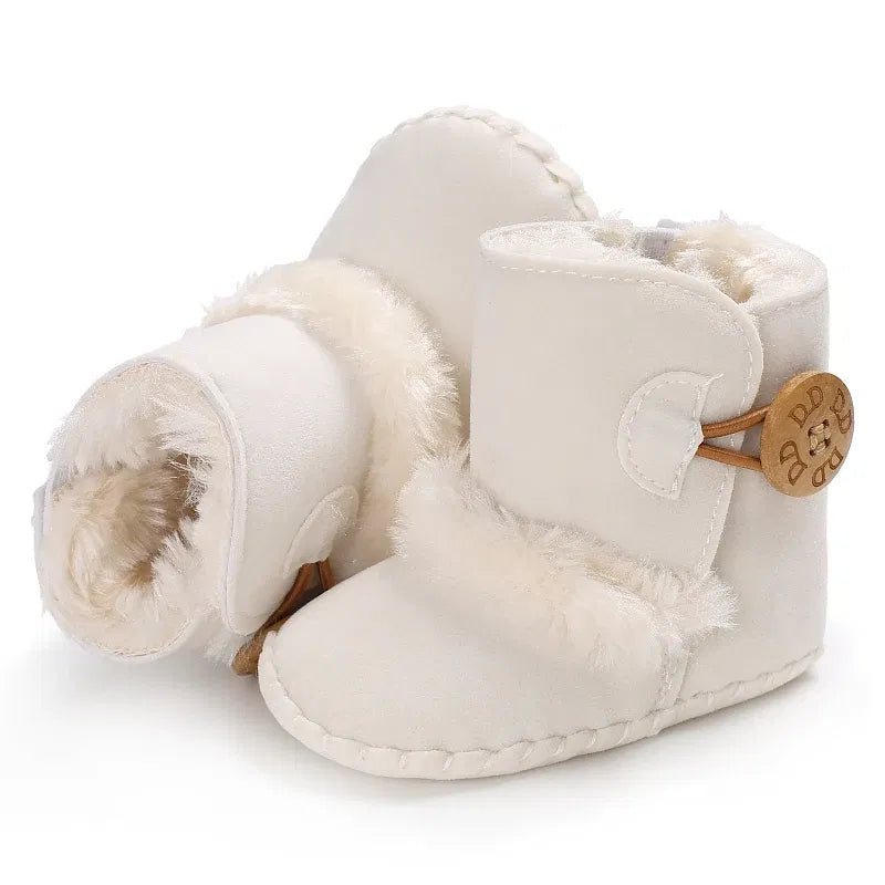 Color: MULTI, Baby Age: 13-18 Months - 2022 Baby Autumn Winter Boots Baby Girl Boys Winter Warm Shoes Solid Fashion Toddler Fuzzy Balls First Walkers Kid Shoes 0-18M