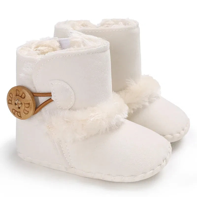 Color: MULTI, Baby Age: 13-18 Months - 2022 Baby Autumn Winter Boots Baby Girl Boys Winter Warm Shoes Solid Fashion Toddler Fuzzy Balls First Walkers Kid Shoes 0-18M