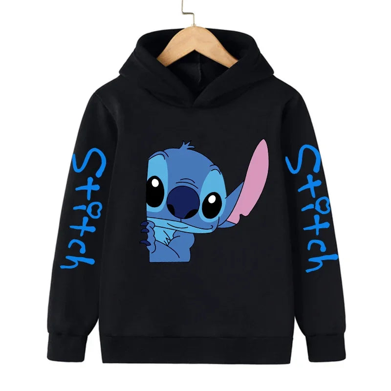 Color: VIOLET/???, Size: >40cm - New in Cool Stitch Hoodie Children Cartoon Clothes Kid Girl Boy Lilo and Stitch Sweatshirt Manga Hoody Baby Casual Top