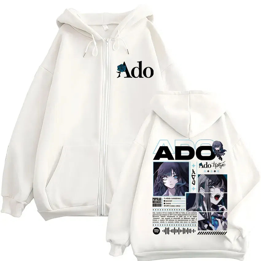 Color: black, Size: L - Ado World Tour 2025 Hibana Zipper Hoodies Men Women Clothing Fashion Harajuku Zip Up Sweatshirts Pullover Jacket Coat Streetwear