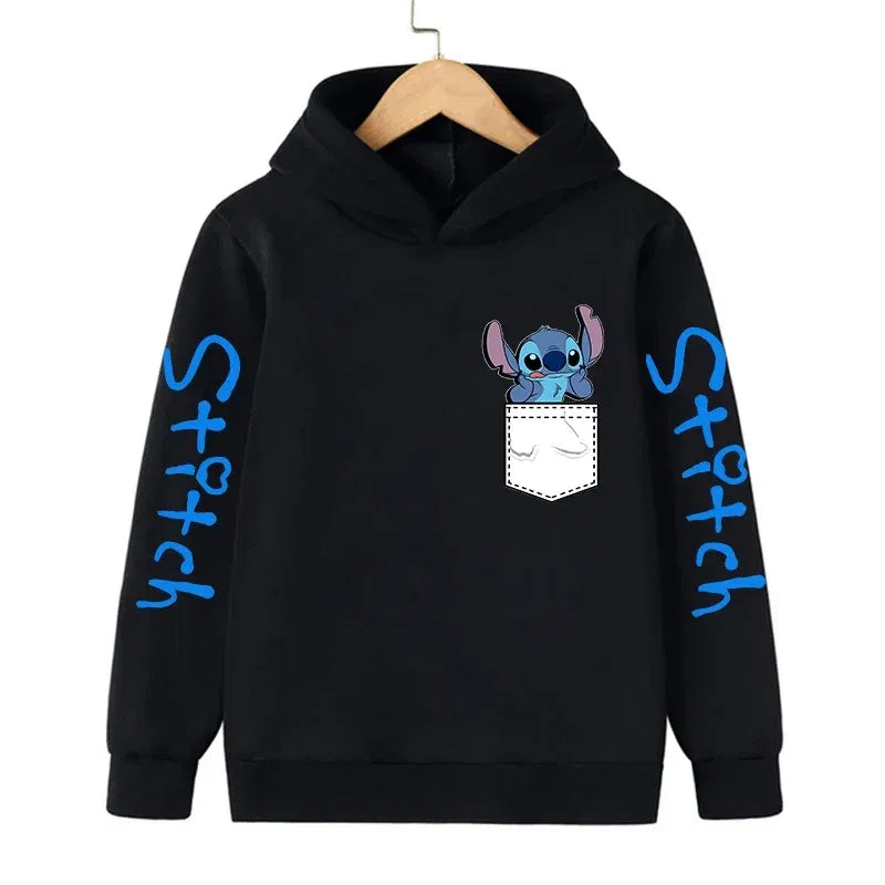 Color: VIOLET/???, Size: >40cm - New in Cool Stitch Hoodie Children Cartoon Clothes Kid Girl Boy Lilo and Stitch Sweatshirt Manga Hoody Baby Casual Top