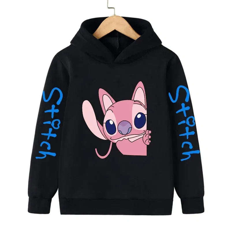 Color: VIOLET/???, Size: >40cm - New in Cool Stitch Hoodie Children Cartoon Clothes Kid Girl Boy Lilo and Stitch Sweatshirt Manga Hoody Baby Casual Top