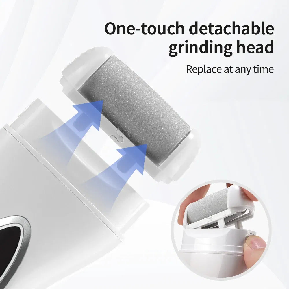 Color: Orange - Electric Foot File Pedicure Machine Callus Remover Rechargeable Foot Heel Cracked Dead Skin Scrubber Polisher Grinder Tools