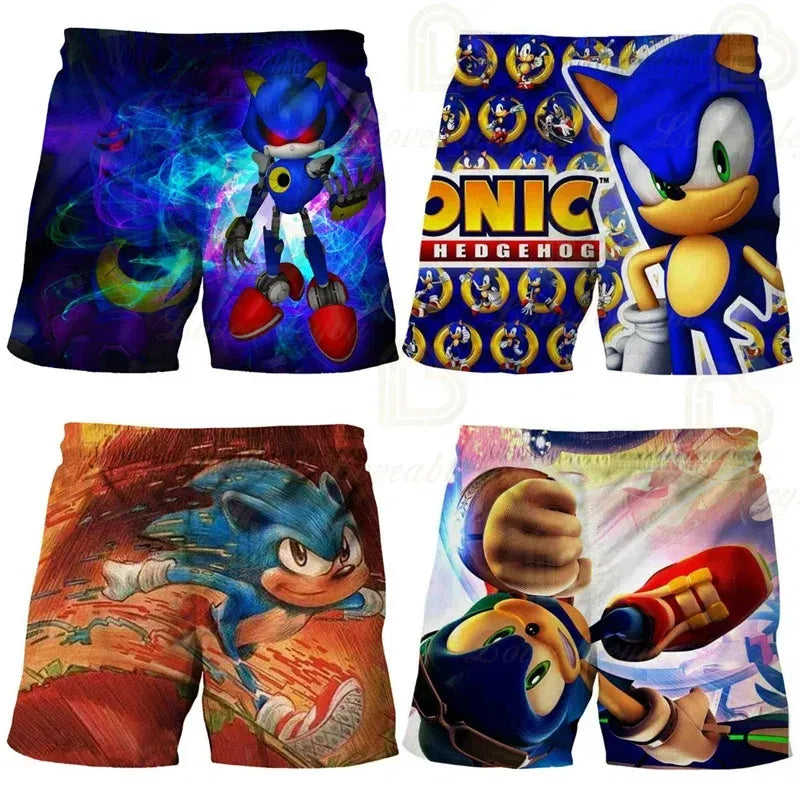 Color: black, Kid Size: 3T - New Anime Kids Sonic Shorts Fashion Boys Girls Clothes Harajuku Cute Baby Cartoon Casual Summer Boy Boy Beach Pants