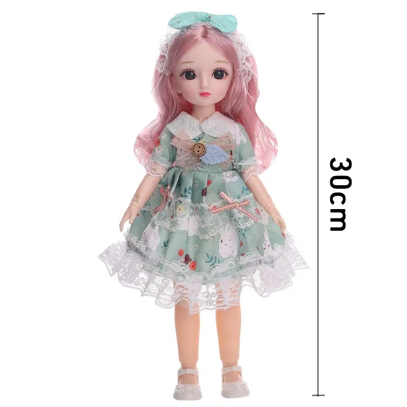 Color: SKY BLUE - 30CM BJD Doll Clothes Girl Dress Up Makeup DIY Toys  Accessories Dress Princess Doll House Set Children Humanoid Doll Girl Gifts