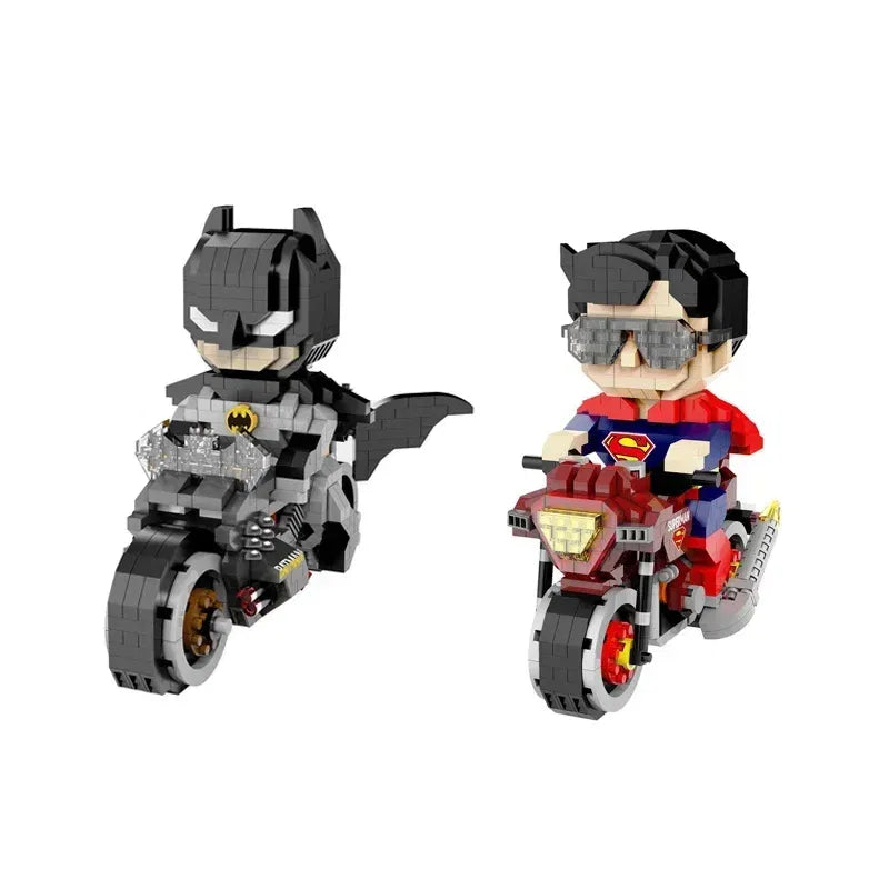 Color: Red, Size: M - Batman Micro Building Blocks Figure DC Superman Motorcycle Super Heroes 3D Puzzle Model Movie Mini Bricks Toys For Kids Gifts