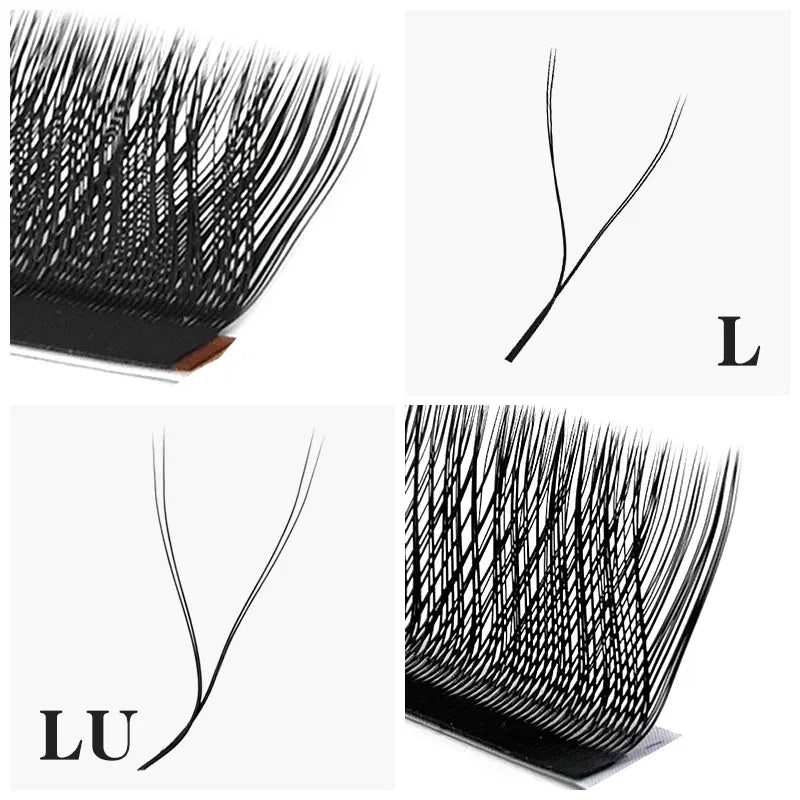 Color: Light Blue, Curl: C, Thickness: 0.07mm, Length: MIX - NATUHANA W Lashes Extension L LU(M) Curl Individual Mink YY Lashes 3D W-shaped Volume Fan Eyelash Extension