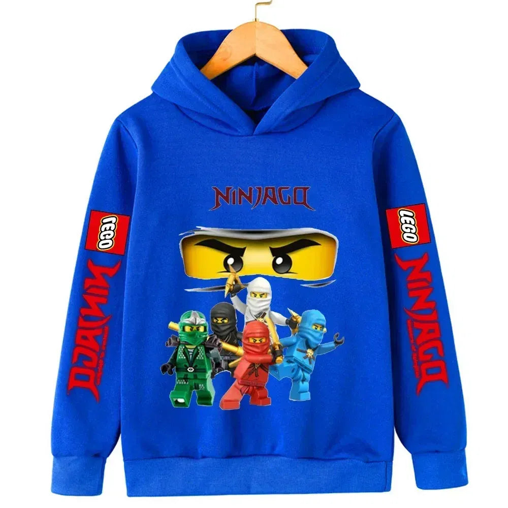 Color: GRAY, Kid Size: 3M - Lego Phantom Ninja Cartoon Children's Hooded Hoodies Casual Sports Sweatshirt 3-13 Year Old Boy Kid Baby Girls Clothes Pullover