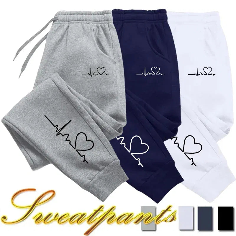 Color: black, Size: S - Hot Sales Womens Sweatpants Daily Casual Pants High Quality Fitness Tracksuit Trousers Heart Print Street Sport Jogging Pants