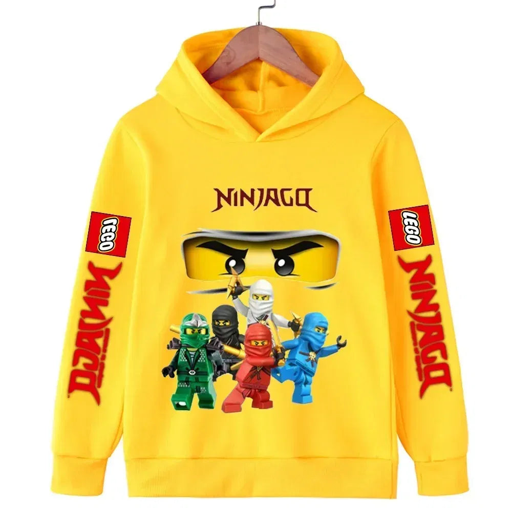 Color: GRAY, Kid Size: 3M - Lego Phantom Ninja Cartoon Children's Hooded Hoodies Casual Sports Sweatshirt 3-13 Year Old Boy Kid Baby Girls Clothes Pullover