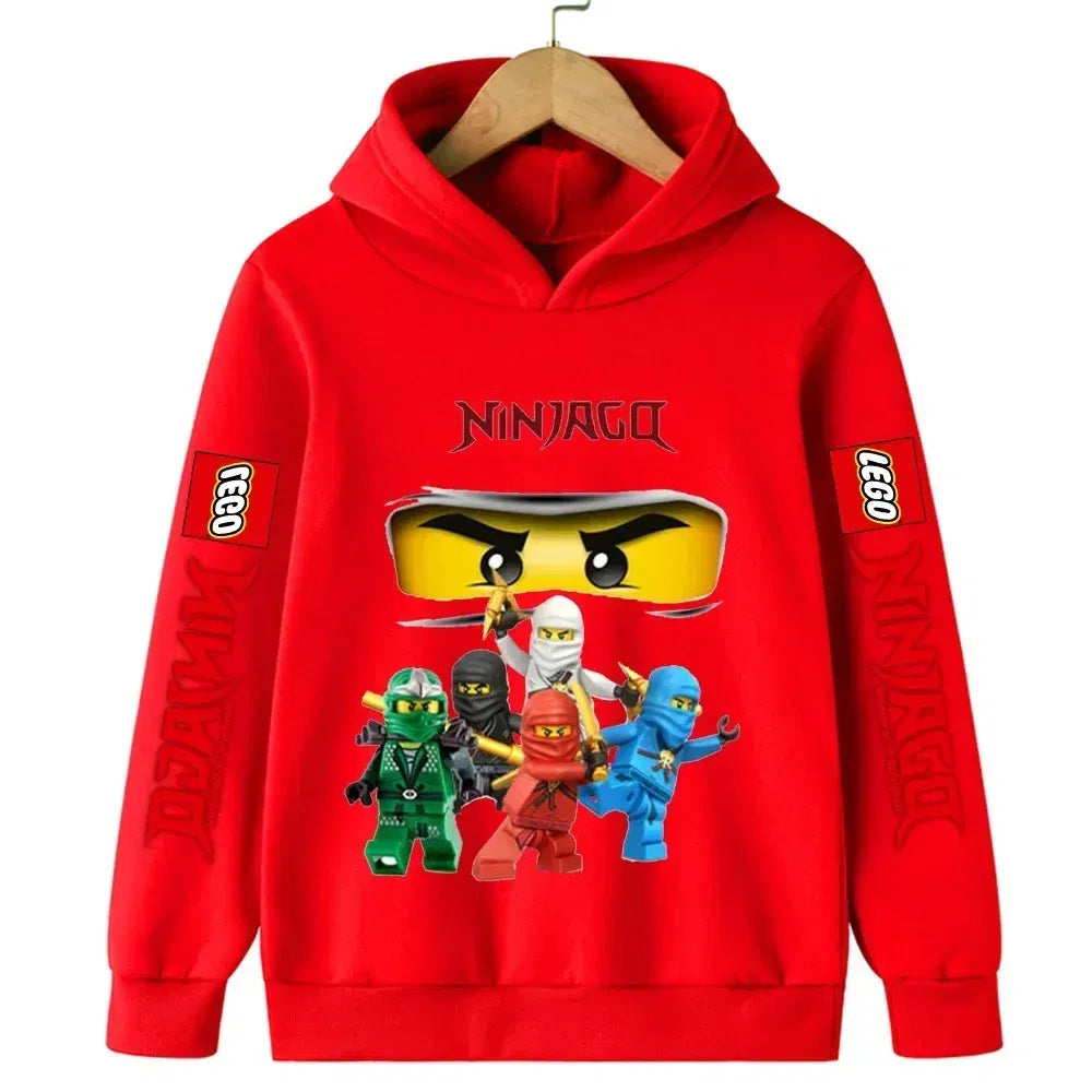 Color: black, Kid Size: 17 - Lego Phantom Ninja Cartoon Children's Hooded Hoodies Casual Sports Sweatshirt 3-13 Year Old Boy Kid Baby Girls Clothes Pullover