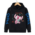 Color: Red, Size: 25cm - New in Cool Stitch Hoodie Children Cartoon Clothes Kid Girl Boy Lilo and Stitch Sweatshirt Manga Hoody Baby Casual Top